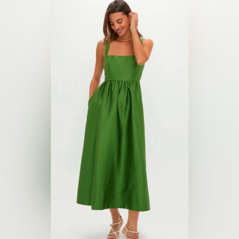 Tuckernuck Green Dupioni Esme Dress Midi Sleeveless NWT S